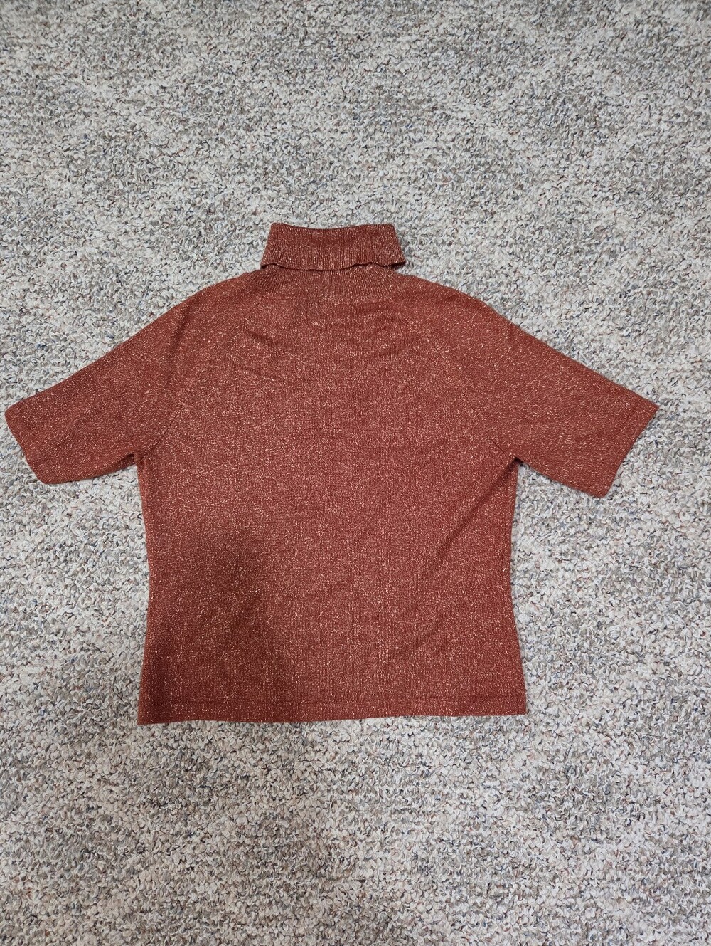 Y2k Sparkly Orange Short Sleeve Turtleneck